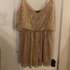 Spaghetti strap sequined romper